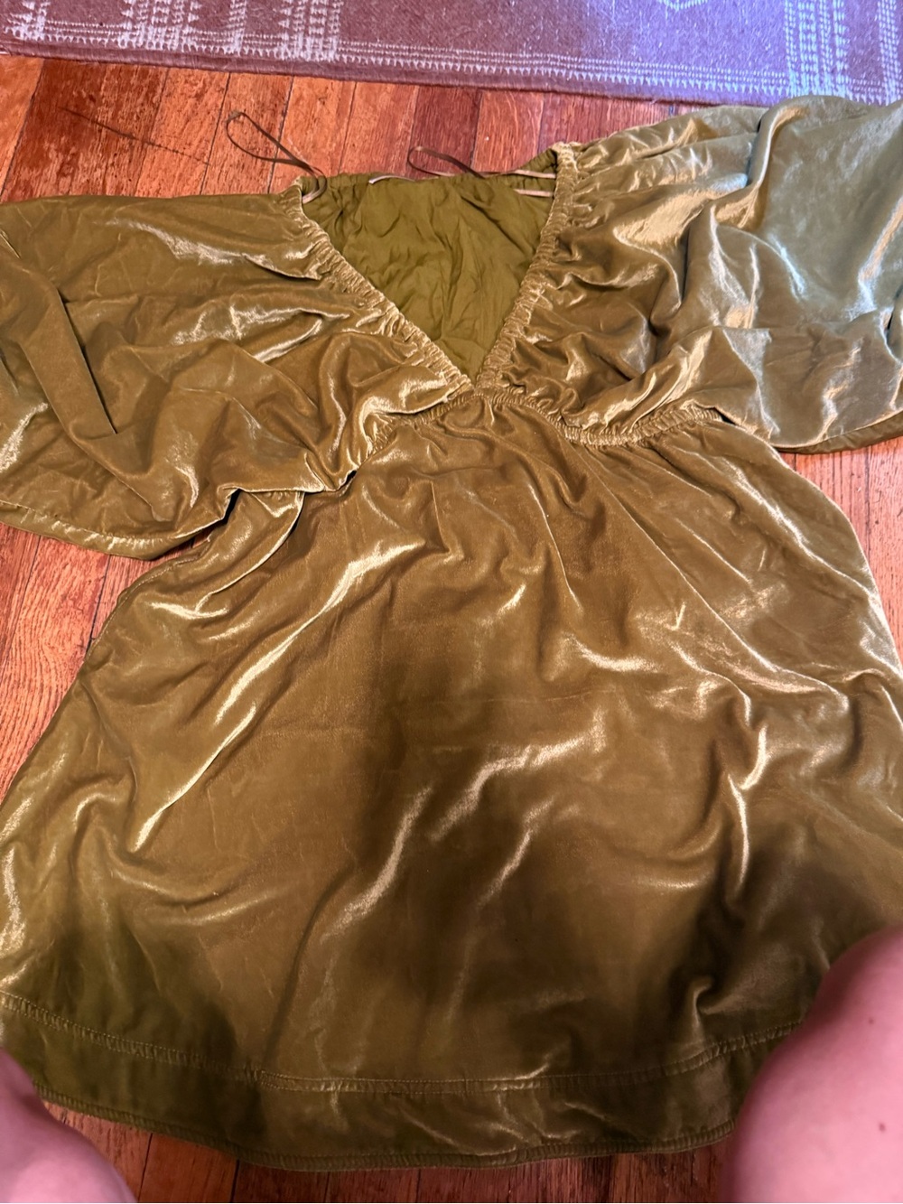 Free People Olive Green Linen Blend Top